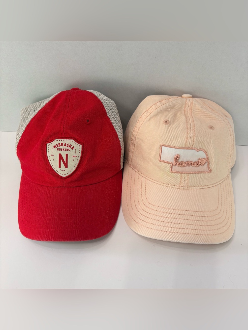 🧢 Nebraska Home Free Hat & Nebraska Huskers Trucker Cap – Adjustable Lot of 2